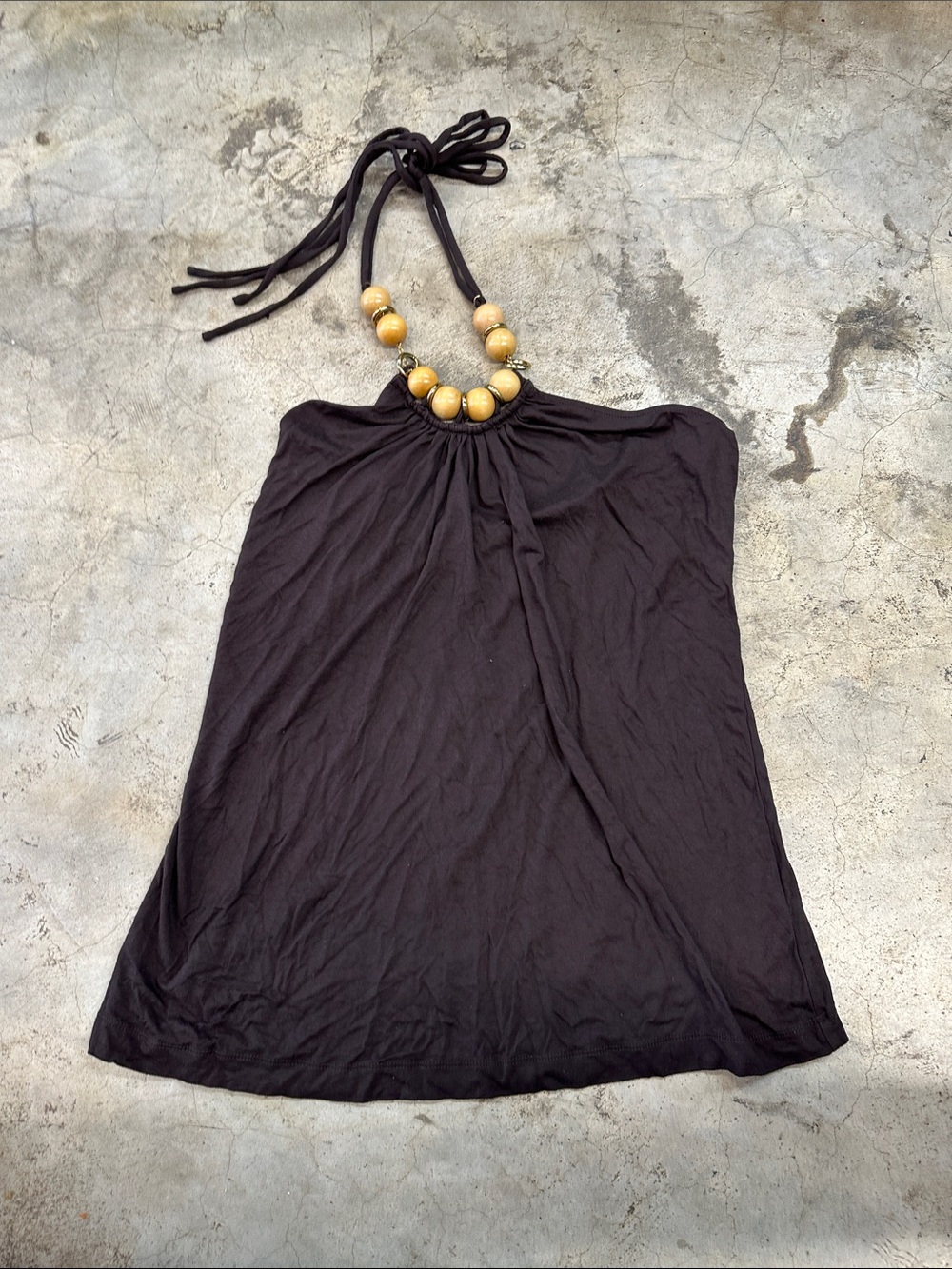 The Limited Brown Sleeveless top with Neck Tie